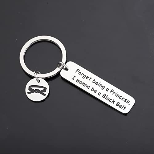 HOLLP Karate Girl Gift Coach Jewelry Forget Being a Princess, I Wanna Be a Black Belt Keychain for Karate Lover4