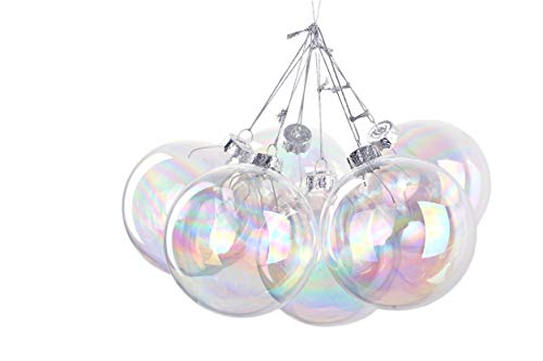Lot de 6 Boules de Noël Rondes irisées en Verre de 8 cm