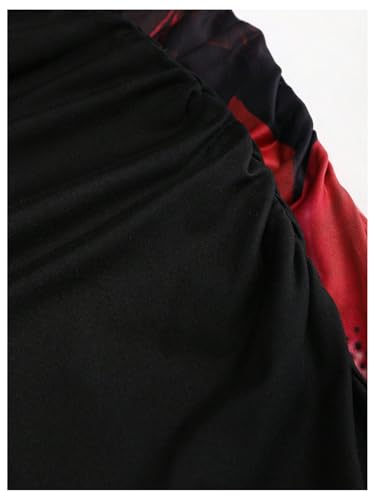 Women's 2 Pack Fishtail Skirt Elegant Floral Ruched Skinny Bodycon Ruffle Long Skirts4