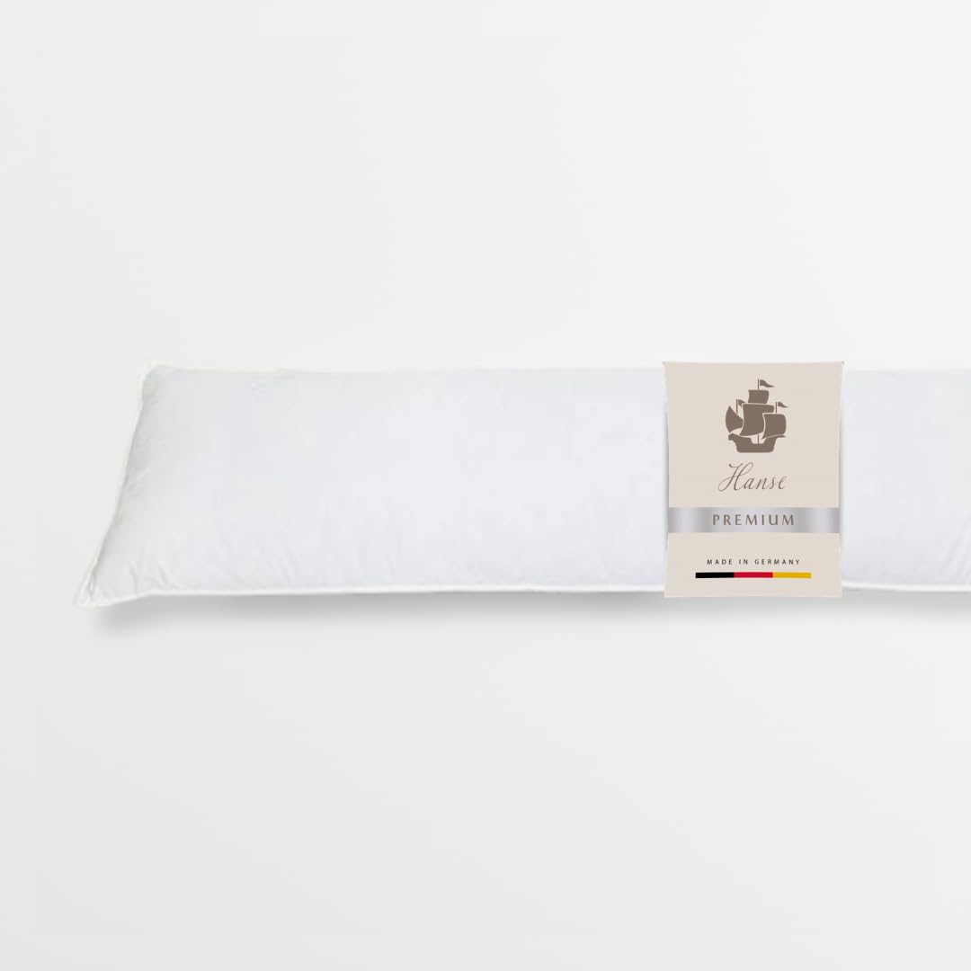 Hanse Premium Seitenschläferkissen 40 x 145 cm, Komfortables Kissen aus Daunen & Federn für Seitenschläfer, mit 3-Kammer-System, geeignet als Schwangerschafts- und Stillkissen, Made in Germany