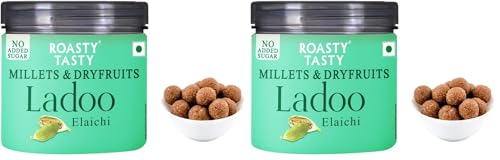 Image of Roasty Tasty Elaichi - Millets & Dryfruits Ladoo | No Added Sugar | Energy Bar Replacement | No Artificial Flavor | Healthy Snacks | Rich in Proteins | Dry Fruits, Seeds & Nuts Mithai |Pack of 2-100g