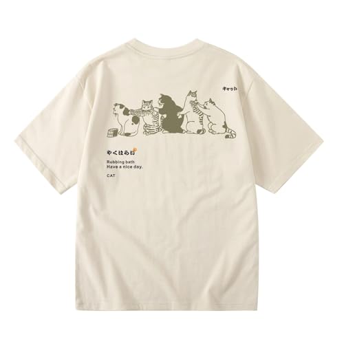 Cute Cat Graphic Tees for Women Harajuku Shirt Letter Printed Oversized T Shirts Aesthetic Casual Baggy Tshirts…