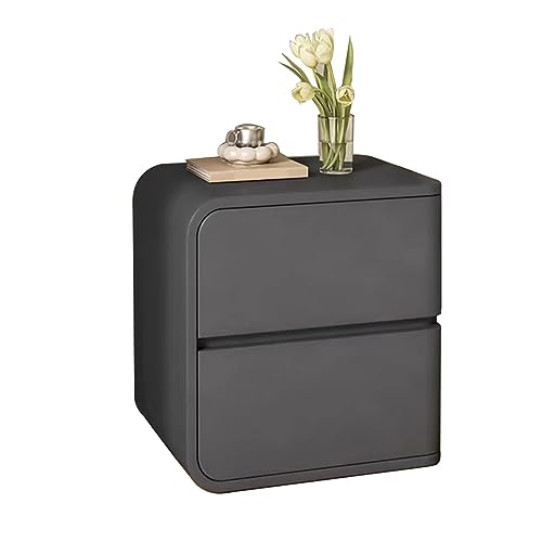 Set Di 2 Comodini In Tessuto Grigio E Legno Con Cassetto E Ripiano Aperto - 40x30x57 Cm - Facili Da Montare Per Camera Da Letto
