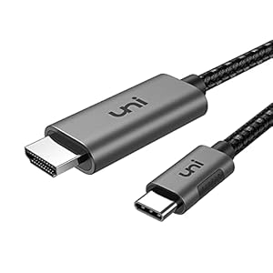 uni USB C auf HDMI Kabel [4K@60Hz], Thunderbolt 3/4 kompatibel, Aluminium+Nylon, Type C zu HDMI für iPhone 15 Pro Max, MacBook iPad Pro/Air, iMac, Surface Book 2, Samsung S23, Pixelbook usw. -1m 1Pack