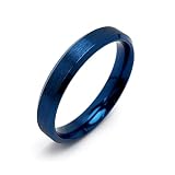 [silver KYASYA]ステンレス つや消しリング 4カラー 2サイズ シンプル ゴールド シルバー ブラック ブルー 平打ち マット 指輪 細め ミディ ピンキー 金属アレルギー対応(幅4mm/ブルー、16号)