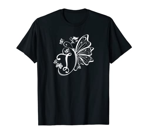 Butterfly Grunge Fairycore Aesthetic Letter T Monogram Goth T-Shirt