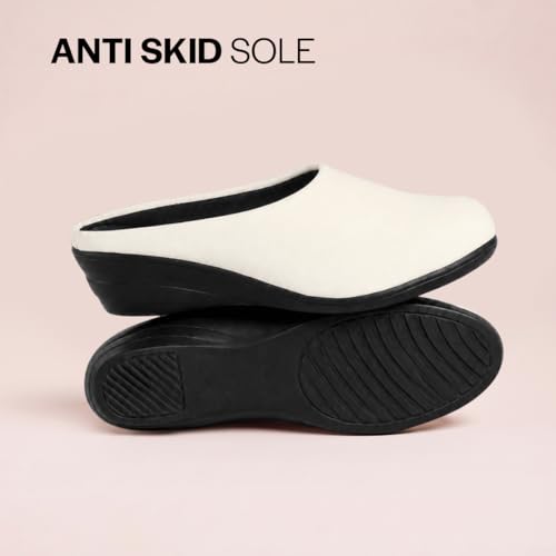 Image of FAUSTO Women Formal Back Open Platform Wedge Heel Slip‑On Mule Shoes | Stylish Office Footwear | Comfortable Fashion Shoes