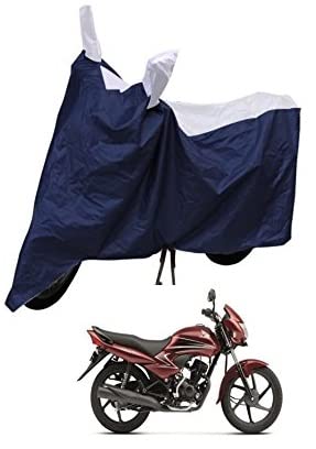 Auto Hub Bike Cover Compatible with Dream Yuga, Heatproof, Mirror Pocket, Belt & Buckle, Dream Yuga Bike Cover - 1 Unit, Black-Silver