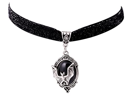 Sacina Gothic Bat Choker Necklace, Victorian Vampire Bat Pendant Necklace, Goth Halloween Jewelry Gift for Women, Christmas Gift for Women
