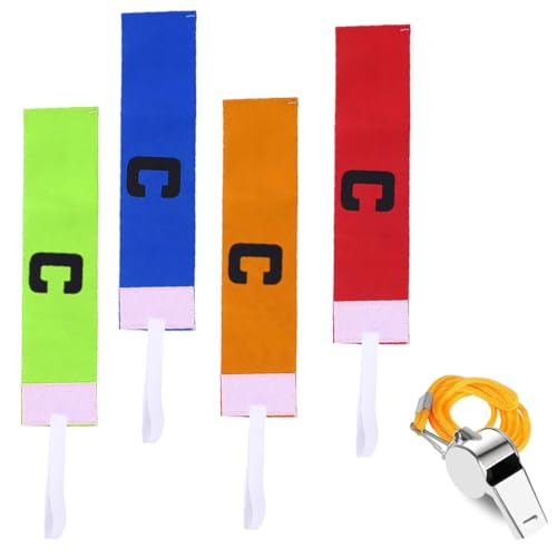 SGERUFZ 4 piezas Pulseras de capitán, elástico ajustable, ajustables, pulseras de capitán unisex, flexibles, adecuadas para rugby, fútbol, hockey, brazalete capitan futbol, brazalete capitan niño