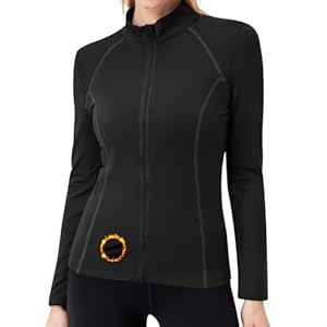 Thermal Tops Womens Long Sleeve Full Zip Sports Jacket Womens Warm Quick Dry Base Layer for Skiing Running Gym,Stretchy UPF50+ Seamless