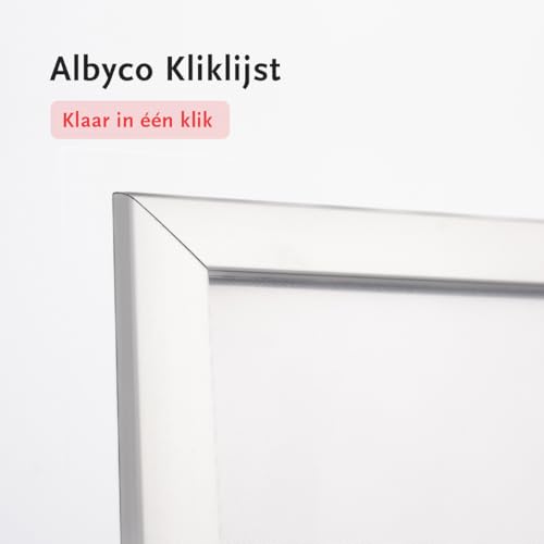 Albyco - A3 Klapprahmen, Klickrahmen, Easy-Click-System - Fotorahmen, Frame, A3 Format - 29,7x42 cm - Profilbreite 25 mm - Aluminium - Entspiegelter Schutzscheibe, Befestigungsmaterial