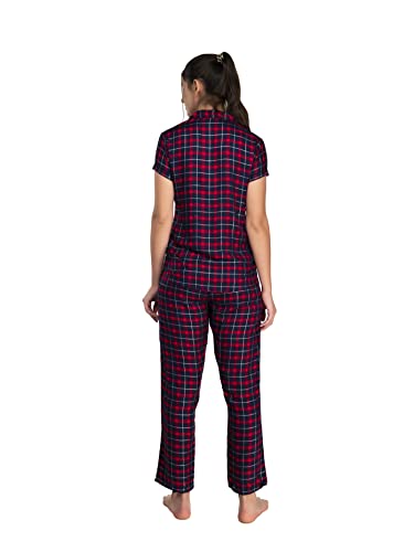 Image of Evolove Women's Polyester Half Sleeves Collared Night Suit Set /Top Pyjama Set Super Soft Comfortable (Nightsuit-Collar-HS-2)