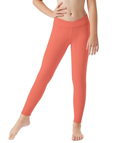 Runhit Girls Athletic Leggings Cross High Waisted Kids Yoga Dance Compression Pants for Teen Workout Running