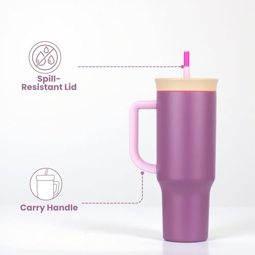 Image of Tumbler with lid and Straw 1200ML Cup Stainless Steel Vacuum Insulated Tumbler for Water, Iced Tea or Coffee 1.2L Office Gym Travelling (Watermelon Breeze)
