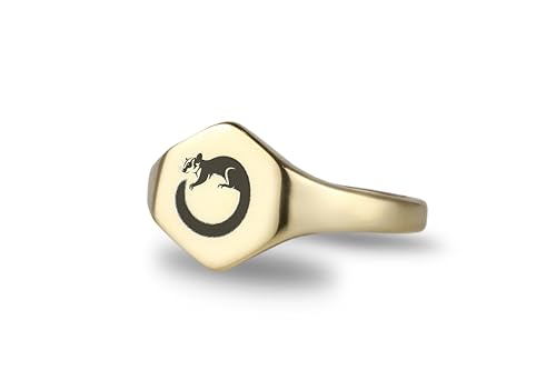 Bague Glaneur de Sucre en or 14k avec bague signet hexagonale personnalisable