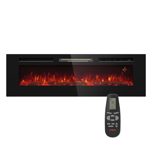 Cheminée décorative Klarstein avec Flammes LED, cheminée électrique avec Chauffage et cheminée, cheminée électrique 1800 W avec télécommande, minuterie et Thermostat réglable, cheminées électriques