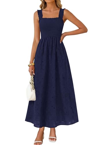 Image of KIRUNDO Summer Lace Dress for Women Eyelet Maxi Sundress