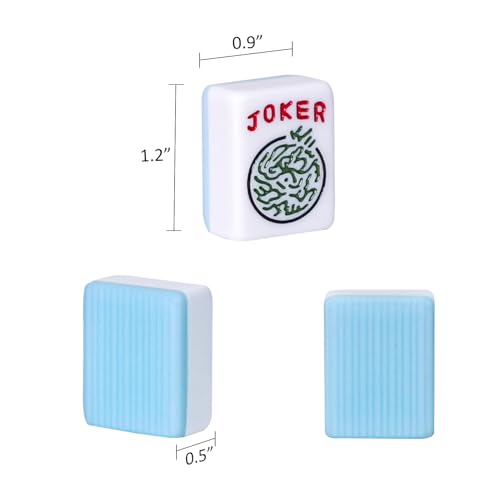 Juego Americano de Mahjong con 166 Fichas y Tapete Azul miniatura 6