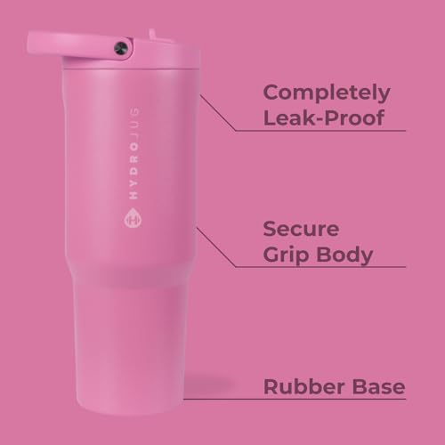 Image of HydroJug Sport - Stainless Steel Tumbler with Straw, Vacuum Insulated, 32oz Leakproof Water Bottle, Ergonomic Design, Reusable, Dishwasher Safe, Rubber Base, Durable for Gym or Outdoors, Taffy