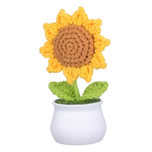 TOBBOMEY 鉢植え ひまわり 編み物 花 ひまわり かぎ針編み ニット 花 かぎ針