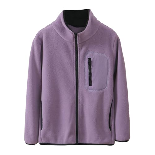 Abrigos y chaquetas de invierno para niños con forro polar cortavientos ligeros cómodos diarios actividades ocio (B-Purple, 11-12 Years)