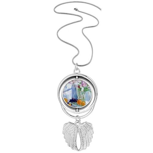 Collier rotatif anti-stress ailes d'ange et fleurs de raisin nature morte