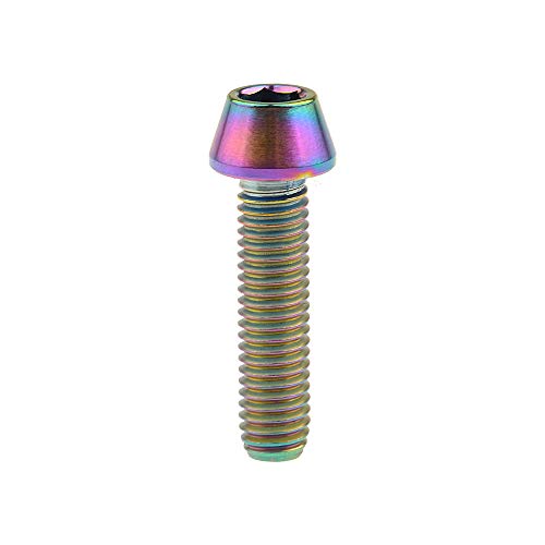 Image of Titanium Ti Bolt M5x9 16 18 20 25 30 35 40 45 50 55 60mm Tapered Head Screws Pack of 4 (M5x20mm, Ranibow)