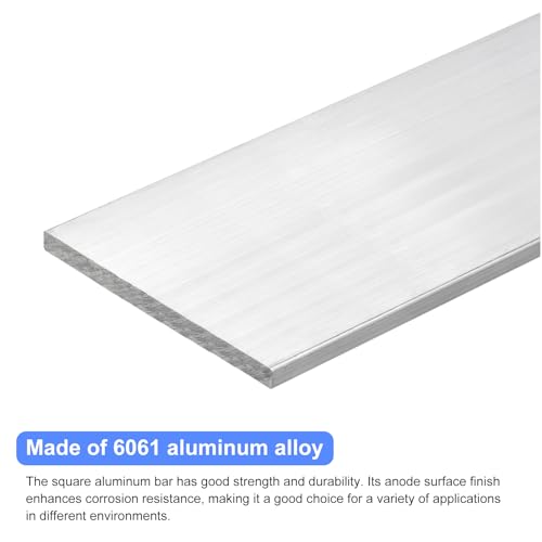 Image of uxcell Square Aluminum Flat Bar, 1 /4 inch Thick 3.9 inch Width 10 inch Length Square Aluminum Bar 6061 Aluminum Flat Plate, 6 x 100 x 254mm T6511 Solid New Mill Stock for Industrial Building