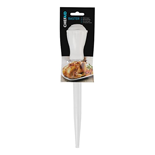 Chef Aid Poire à Jus 30 ml pour Arroser Viande et Volaille, Baster en Plastique Sans BPA avec Graduation, Ustensile de Cuisine pour Rôtis et Jus, Blanc