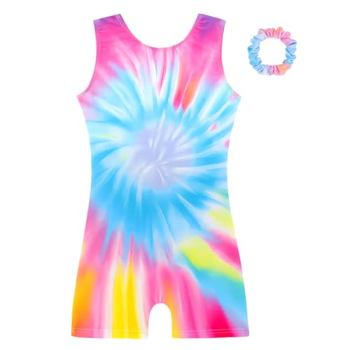HOZIY Gymnastics Leotards for Girls with Shorts Biketards Dance Tumbling Outfits Matching Scrunchies 1-12 Years Old