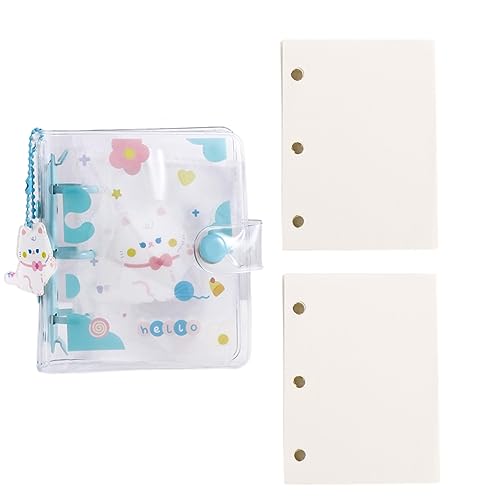 Mini album photo et classeur à 3 anneaux bleu avec 2 feuilles mobiles pour femme