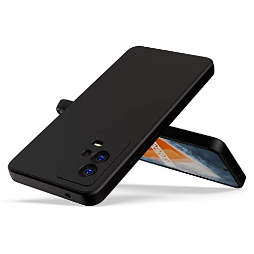 Image of Kapa Matte Lens Protective Back Cover for Vivo IQOO 9, Slim Silicone with Soft Lining Shockproof Flexible Full Body Bumper Case (Black)