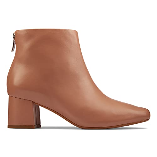 Image of Clarks Women's Sheer55 Zip Praline Leather Ankle Boots-3 UK (26161701