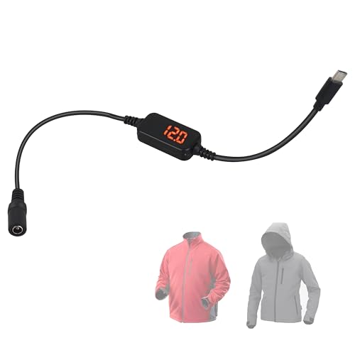 TOKDOOT 12V Heated Jacket Battery StepUp Adapter for Milwau-kee, M-12, Makita, AEG Gear,Snap-on, Metabo, Craftsman.Cable TypeC to DC 5.5mm (Only Suitable for 12v Heating Jackets)