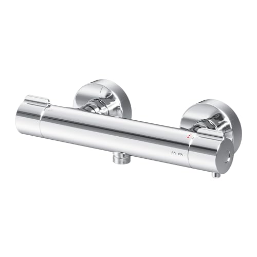 Duscharmatur Thermostat, Duschthermostat, Brausethermostat Brausearmatur, Thermostatbrausebatterie, Mischbatterie Dusche mit Verbrühschutz bei 38℃, Armatur für Dusche, AM.PM GEM FGA40000, Chrom