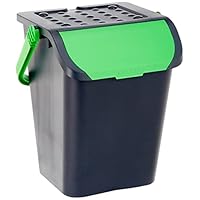DRW Set 3 Pattumiere Per Raccolta Differenziata - Impilabili, Con Coperchio, Capacità 36L, Colori Giallo, Blu E Verde - 2