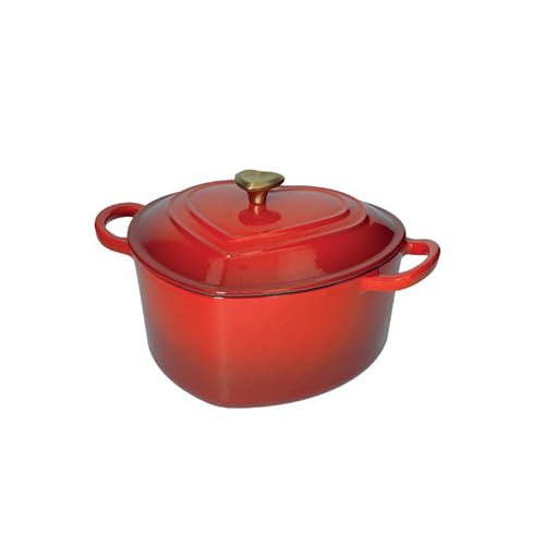 Brandani Casserole cocotte coeur rouge paillettes en fonte émaillée 4 l Ø 23 x 23,5 x h 11,5 cm
