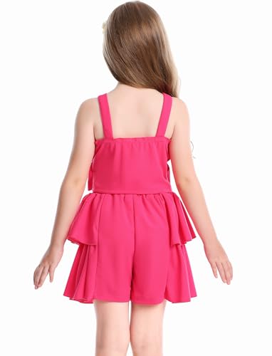Image of Cute Toddler Girls Two Piece Short Sets Ruffle Sleeveless Top and Elastic Waistband Short Sets