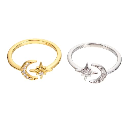 Bagues ouvertes ajustables étoile lune lot bijoux femmes tendance