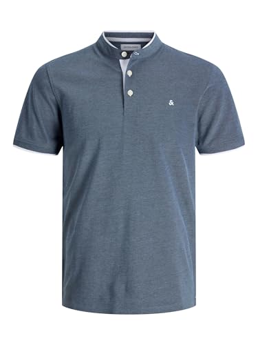 Jack & Jones Jjepaulos Mao Polo SS Noos, Blue Mirage., XXL
