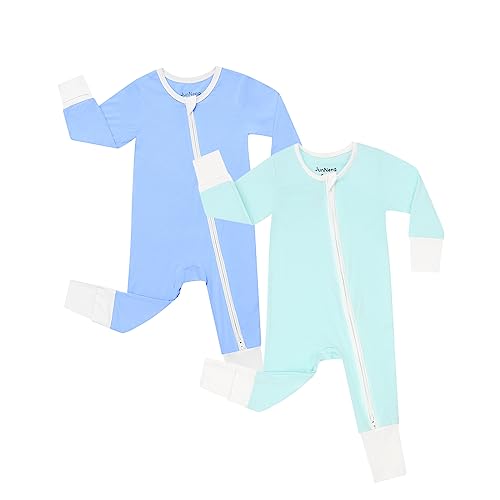Image of JunNeng Rayon from Bamboo Baby Romper Sleeper with Mitten Cuffs Feet,Newborn Boy Girl Zipper Snug Fit Sleep 'N Play
