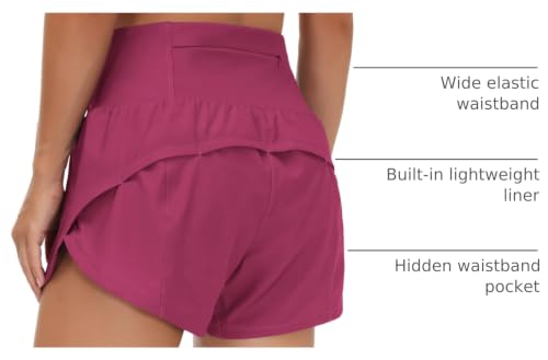 Image of THE GYM PEOPLE Womens High Waisted Running Shorts Quick Dry Athletic Workout Shorts with Mesh Liner Zipper Pockets