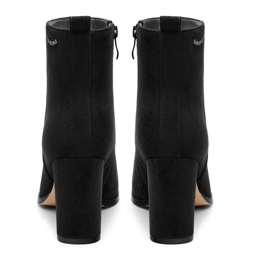 Women's Ada Fashion Square Toe Ankle Boots, High Heel Low Boots, Suede Comfortable Warm Side Zipper Booties Shoes4