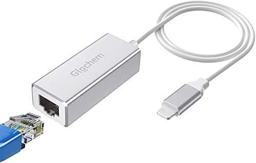 Giochem Ethernet Adapter Compatible with Lightning iOS 15,RJ45 Ethernet LAN Network Adapter for Phone Pad, 3.3ft/1MCable,10/100Mbps High Speed[Silver]