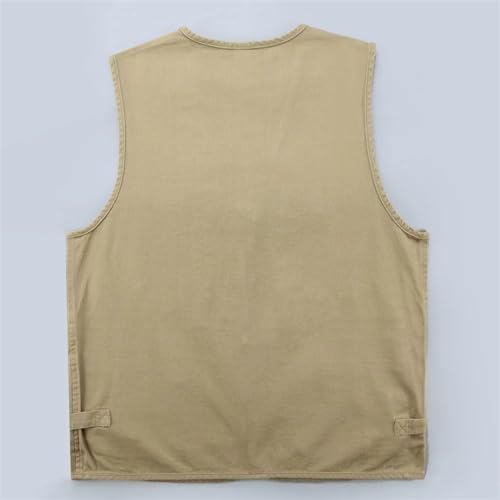 Pegsmio Cotton Vest For Men Spring Summer Tool Sleeveless Jacket Multi Pocket Waistcoat3