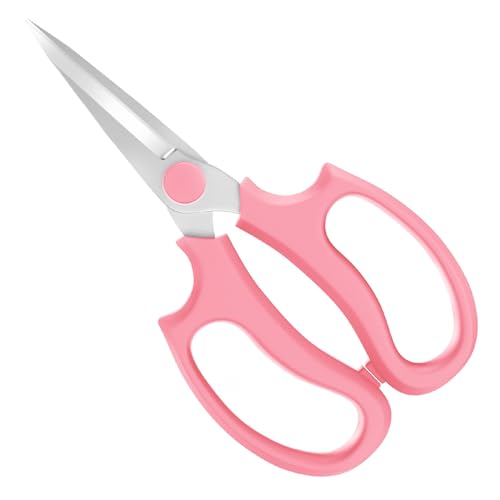 Image of Housolution Flower Scissors, Strong Floral Shears, Premium Steel Pointed Garden Pruning Shears Floral Fruits Leaf Scissors Hand Pruner Snip Trimming Tool for Gardening Flower Arrangement, Pink