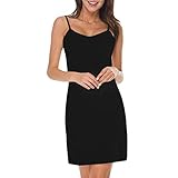 Geschlecht:Frauen, Mädchen Elegante Kleider Damen Kleid Cocktailkleider Ronamick Frauen Casual solide v-Neck Strap Kleid schlank Schlaf Hemd Nachthemd Minikleid(XXL, Schwarz)