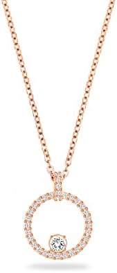 Swarovski Creativity Collection Women's Necklace, Intertwined circle Pendant with White Crystals and Rose-Gold Tone Plated Chain