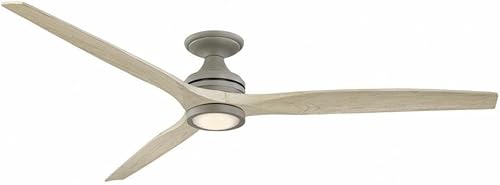 Miniatura 21 de Spitfire - Ventilador de techo empotrado de 3 aspas con kit de luz, 21.08 pulgadas de alto y 72 pulgadas de ancho, acabado de níquel cepillado,